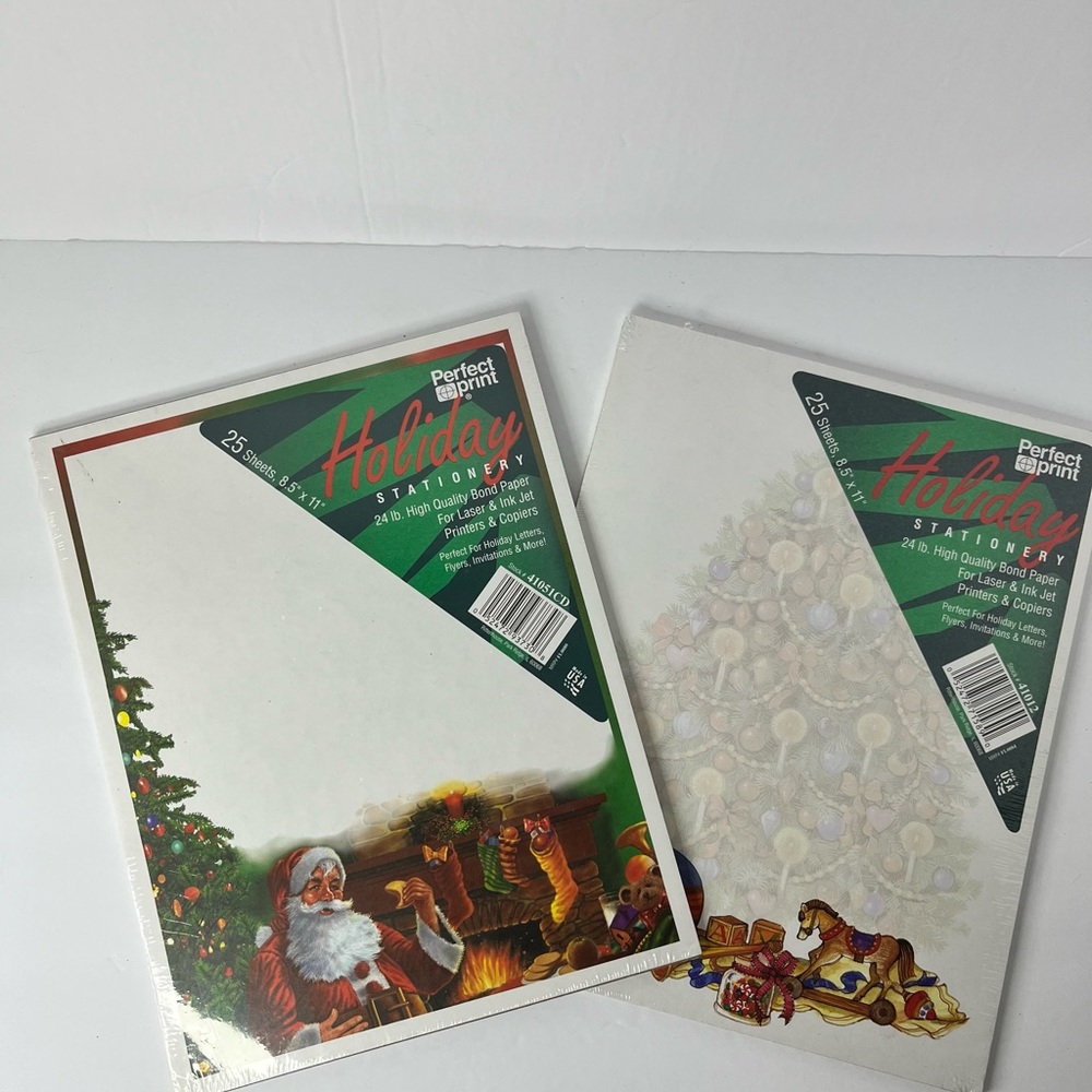 Holiday Christmas Stationary by Perfect Print Santa Having A Snack & Xmas Toys
